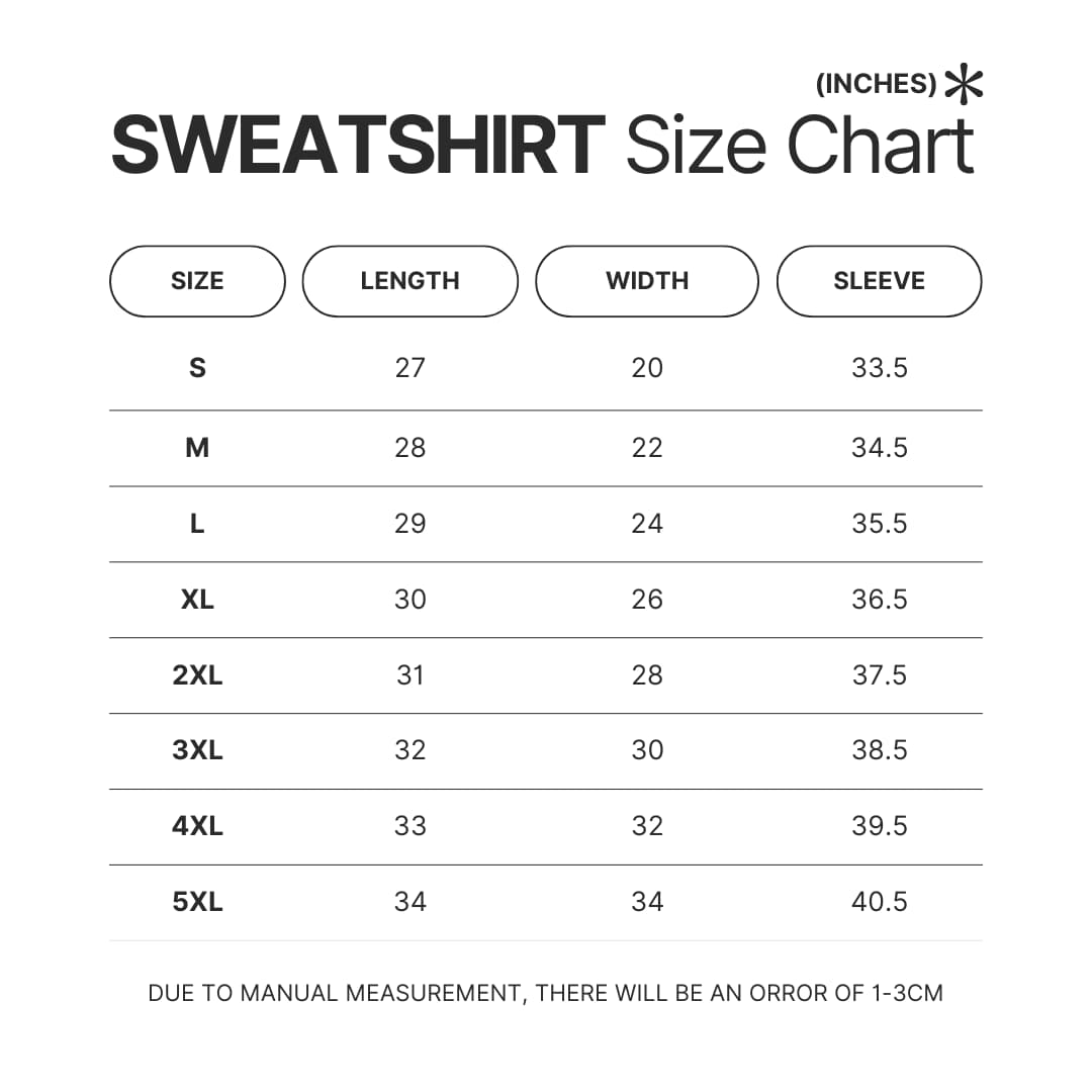 Sweatshirt Size Chart - The Summer Hikaru Died Store