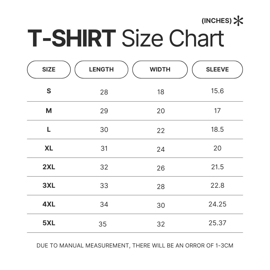 T shirt Size Chart - The Summer Hikaru Died Store
