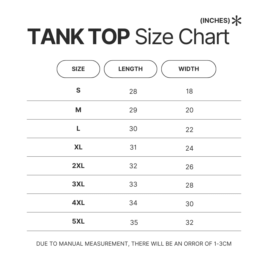 Tank Top Size Chart - The Summer Hikaru Died Store