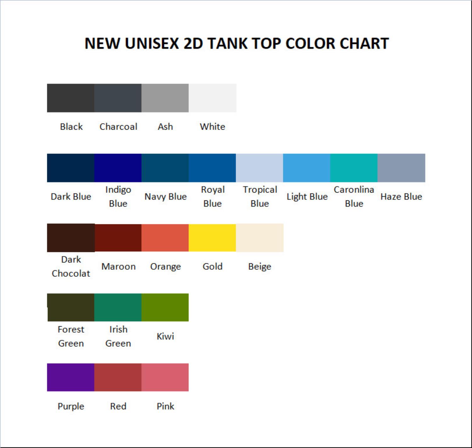 tank top color chart - The Summer Hikaru Died Store